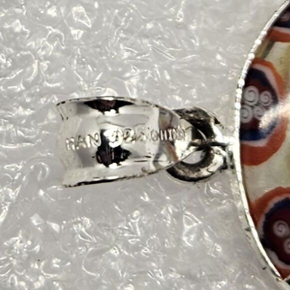 Murano Millefiori Center With Silver .925 Rim Pendent J154 - Picture 2 of 2